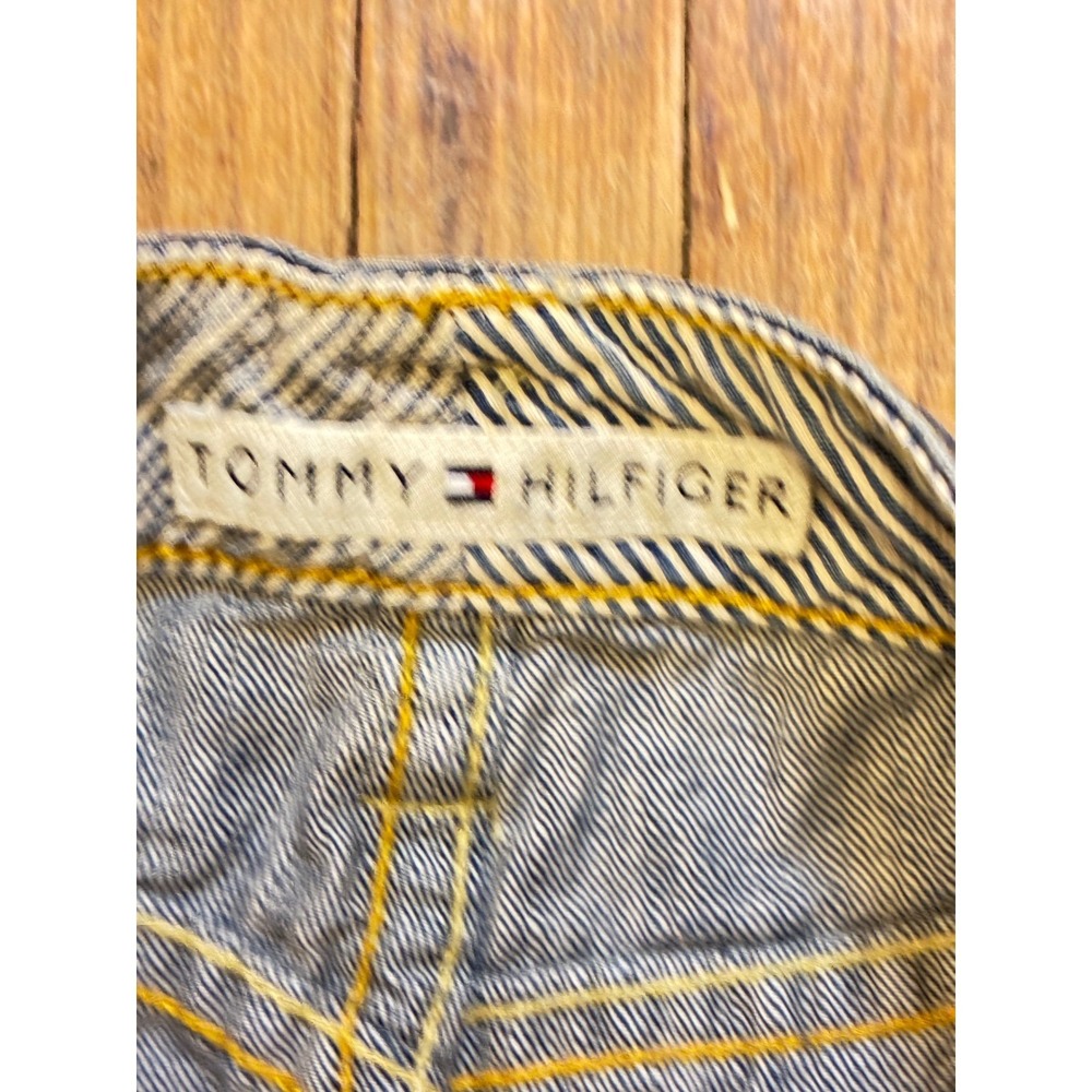 Tommy Hilfiger Denim Mini Skirt Medium Wash Distressed Y2K Size 12 - Picture 3 of 7